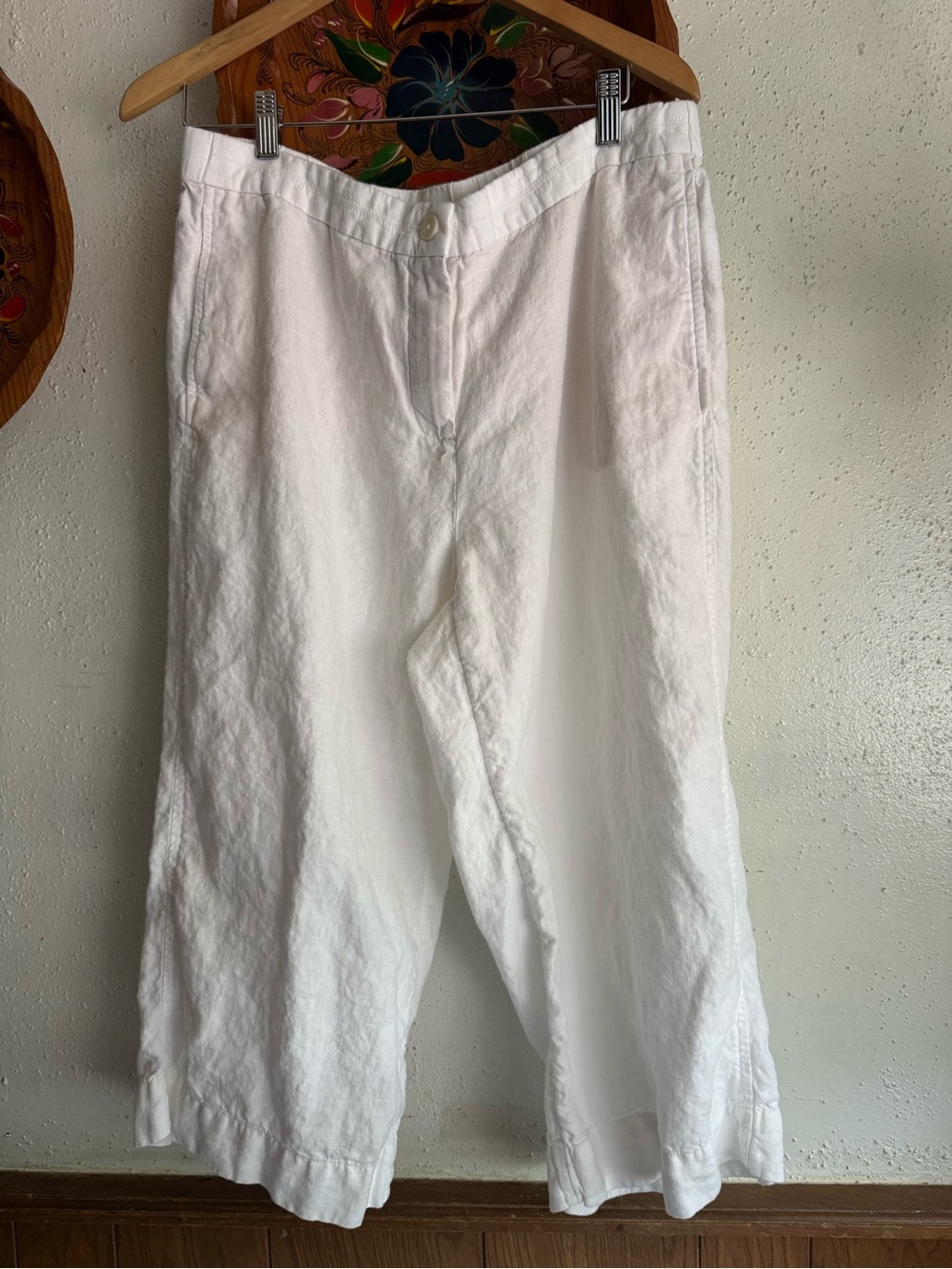 J. Jill Love Linen White Wide Leg Cropped Pants Size Petite XL